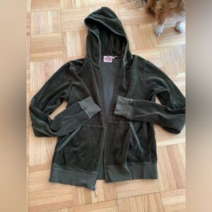 Juicy Couture Velour zip-up hoodie in Juniors size XL - dark Green Brown grunge